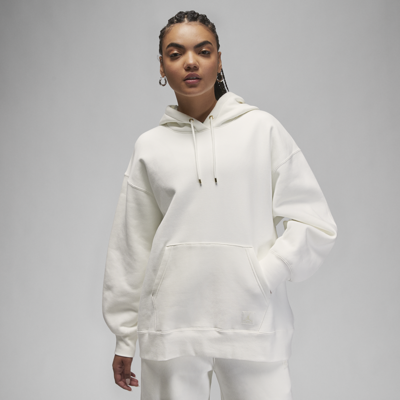 Shop Jordan Women's  Flight Fleece Pullover Hoodie In White