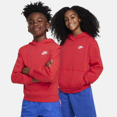 Shop Nike Sportswear Club Fleece Big Kids' Pullover Hoodie In Red