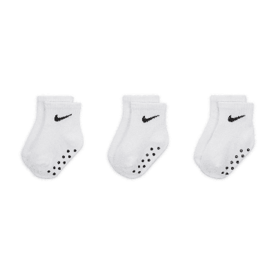 Nike Toddler Swoosh Ankle Gripper Socks (3-pairs) In White