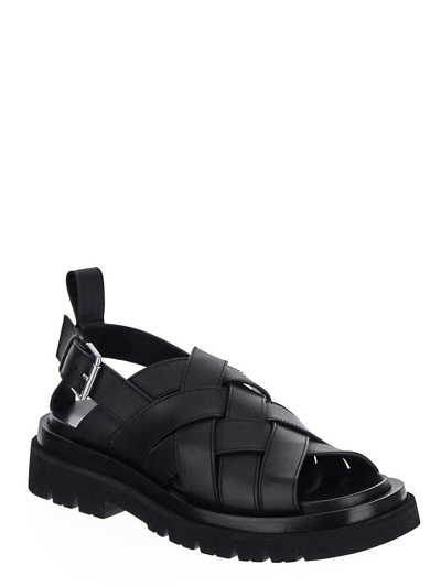 Shop Bottega Veneta Lug Strap Sandals In Black