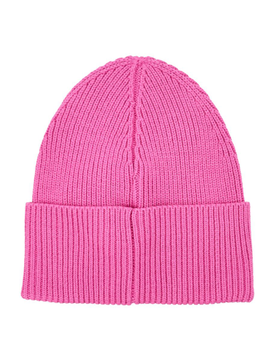 Shop Palm Angels Classic Logo Ribbed Beanie In Fucsia