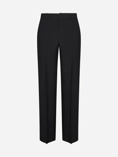 Shop Valentino Wool Trousers In Black