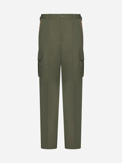 Shop Gucci Cotton Cargo Trousers In Green Khaki