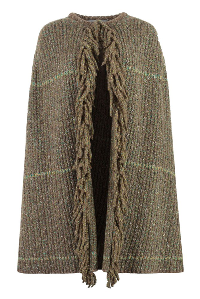 Shop Stella Mccartney Knitted Cape Coat In Multi