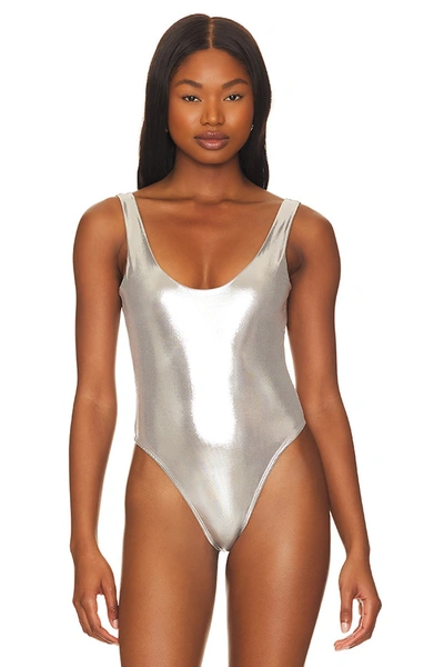 Shop Superdown Nadia Bodysuit In Silver Metallic