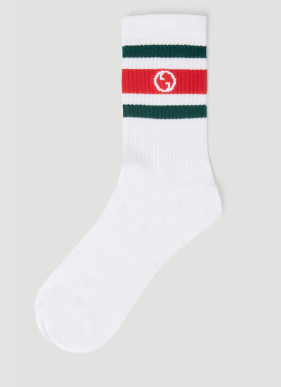 Shop Gucci Round Interlocking G Socks In White