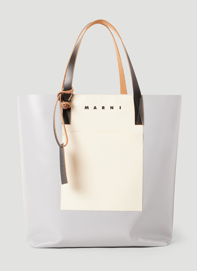 Shop Marni Tribeca Shopping Tote Bag In Grey
