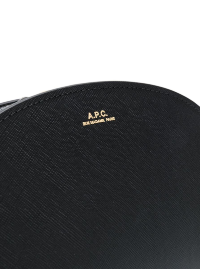 Shop Apc A.p.c. Woman's Sac Demi-lune Mini  Black Leather Crossbody Bag