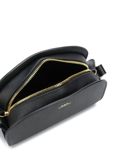 Shop Apc A.p.c. Woman's Sac Demi-lune Mini  Black Leather Crossbody Bag
