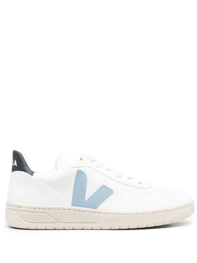 Shop Veja V-10 Low-top Sneakers In White / Steel Nautico
