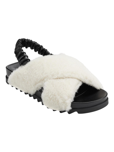 Shop Marc Fisher Javin Womens Faux Fur Flat Slingback Sandals In Multi