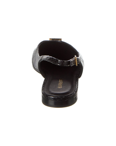 Shop Burberry Monogram Motif Snake-embossed Leather Slingback Flat In Black