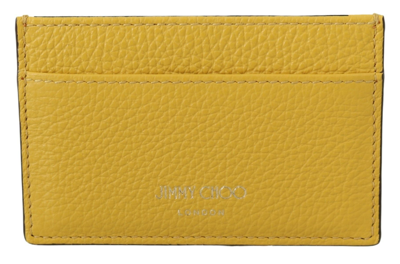 Shop Jimmy Choo Aarna Leather Card Women's Holder In Yellow