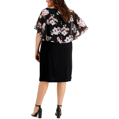 Shop Connected Apparel Plus Womens Floral Print Midi Fit & Flare Dress In Multi