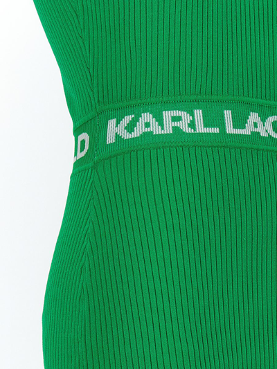 Shop Karl Lagerfeld Logo Knit Dress In Green