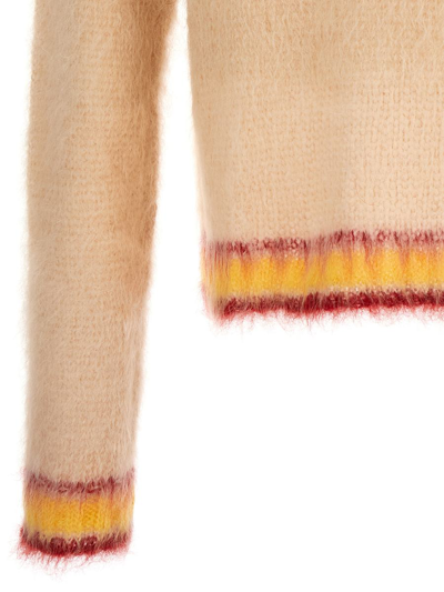 Shop Marni Contrast Edging Mohair Sweater In Beige