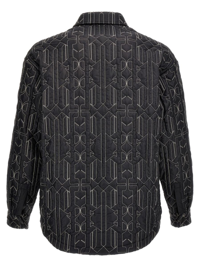 Shop Palm Angels All Monogram Quilted Dover Jacket In Gray