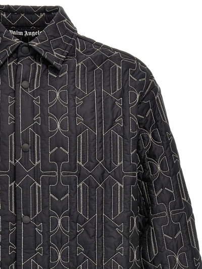 Shop Palm Angels All Monogram Quilted Dover Jacket In Gray