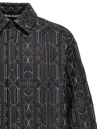 Palm Angels Quilted All Monogram Outerwear With Snap Buttons In Gray