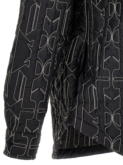 Palm Angels Quilted All Monogram Outerwear With Snap Buttons In Gray