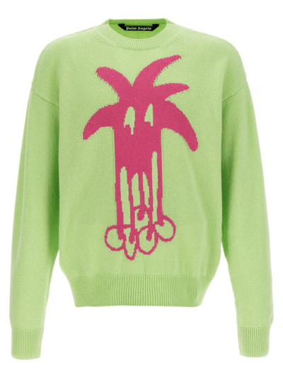 Shop Palm Angels Douby Intarsia Sweater In Green