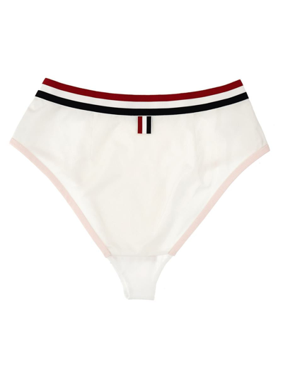 Thom Browne Color-block Briefs With Elastic Waistband And Sheer Panels In White