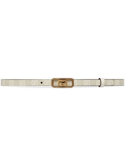 Shop Gucci Interlocking G Leather Belt In White