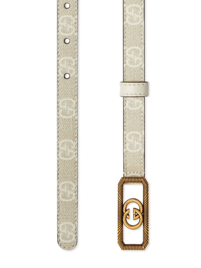 Shop Gucci Interlocking G Leather Belt In White