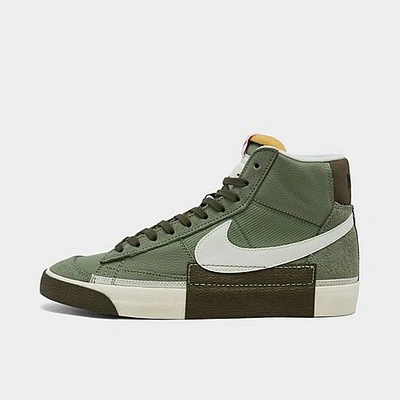 Shop Nike Men's Blazer Mid Pro Club Casual Shoes In Oil Green/sea Glass/medium Olive