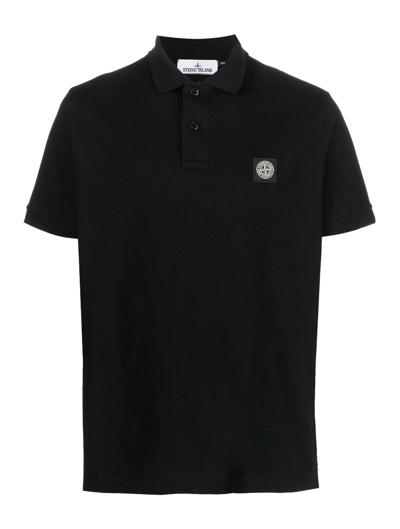 Shop Stone Island Polo Shirt In Black