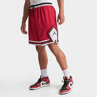 Shop Nike Jordan Men's Dri-fit Sport Woven Diamond Basketball Shorts In Gym Red/black/white/black