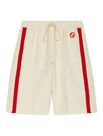 Shop Gucci Shorts In Cotton Twill With Patch In Red