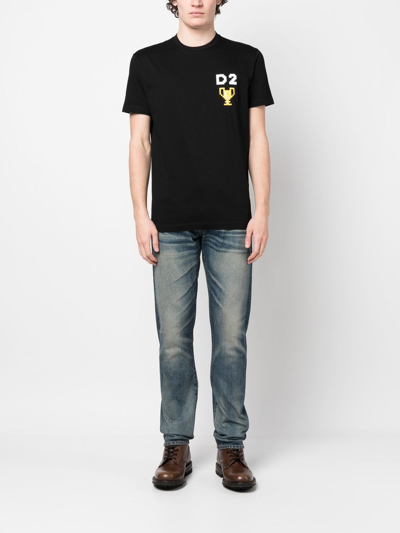 Dsquared2 Pixel-print Short-sleeve T-shirt In Black