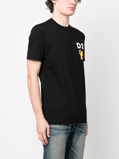Dsquared2 Pixel-print Short-sleeve T-shirt In Black