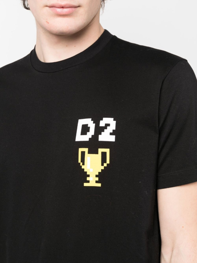 Dsquared2 Pixel-print Short-sleeve T-shirt In Black