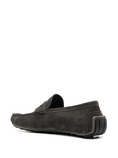 Shop Moschino Logo-appliqué Suede Loafers In Black