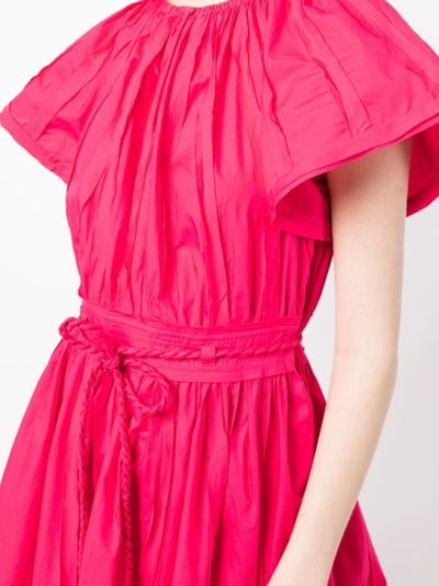 Shop Ulla Johnson Jessa Belted Pleated Minidress In Pink