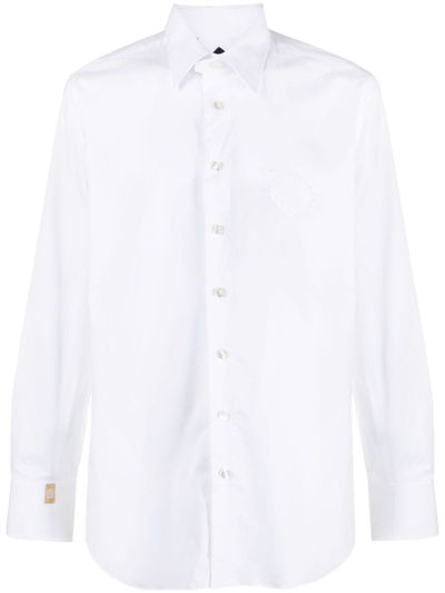 Shop Billionaire Slim-cut Poplin Shirt In White