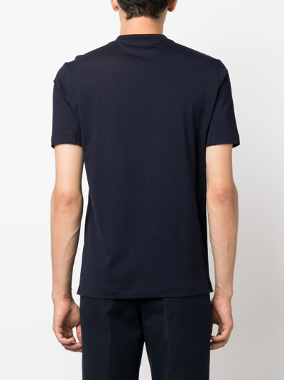 Shop Brunello Cucinelli Logo-embroidered Cotton T-shirt In Blue