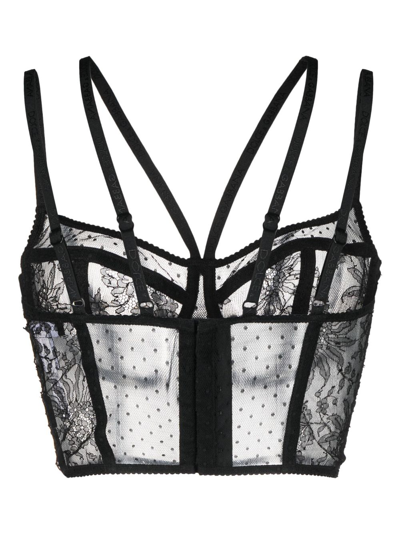 Shop Dolce & Gabbana Semi-sheered Balconette Bra In Black