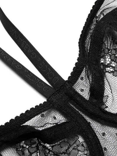 Dolce & Gabbana Semi-sheered Balconette Bra In Black
