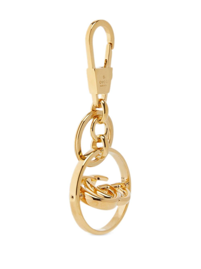 Shop Gucci Double G Logo Keychain In Gold