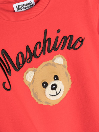 Shop Moschino Teddy Bear Logo-print Sweatshirt In Red