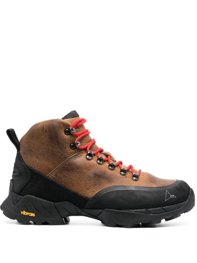 Roa Leather Andreas Ankle Boots With Vibram Sole In Brown