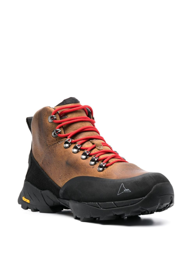 Roa Leather Andreas Ankle Boots With Vibram Sole In Brown
