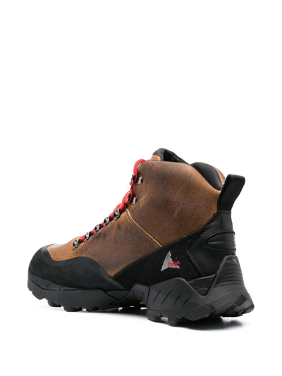 Roa Leather Andreas Ankle Boots With Vibram Sole In Brown