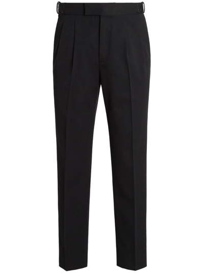 Shop Zegna Pleat-detail Straight-leg Trousers In Black