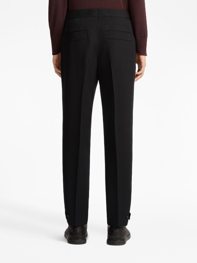 Shop Zegna Pleat-detail Straight-leg Trousers In Black