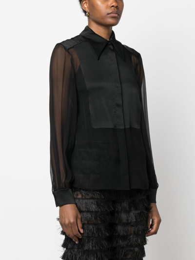 Shop Alberta Ferretti Long-sleeves Silk Shirt In Black