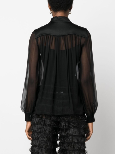 Shop Alberta Ferretti Long-sleeves Silk Shirt In Black